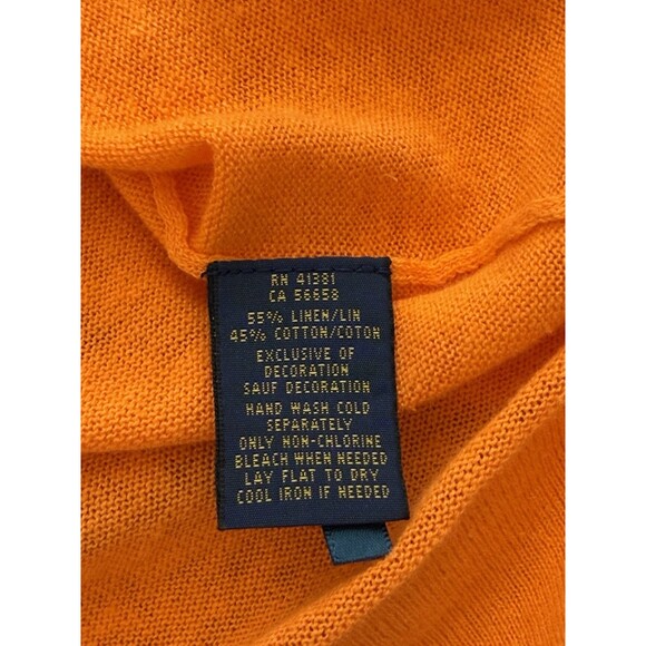 POLO RALPH LAUREN Women’s M/M Orange Linen Blend Preppy Lightweight Sweater - Picture 5 of 8